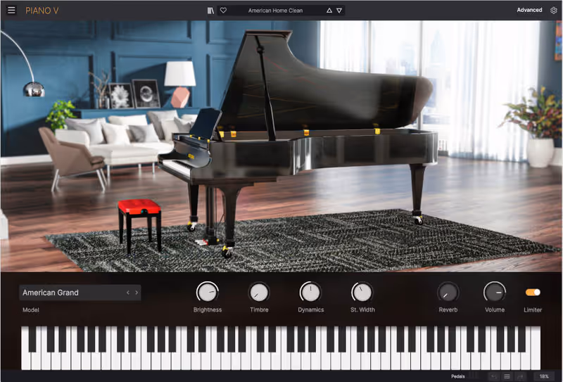 Interface of Piano V3 by Arturia