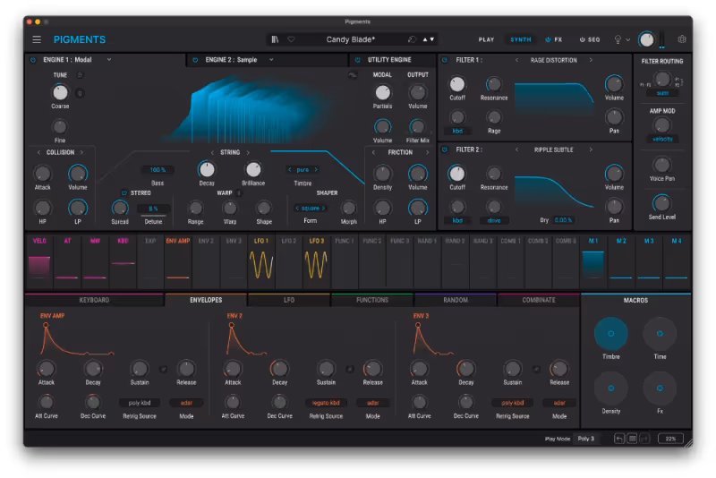 Interface of Pigments 7 by Arturia