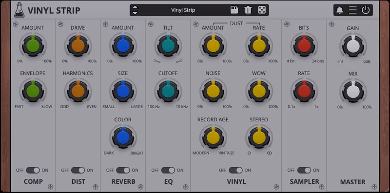 Interface of Vinyl Strip by AudioThing