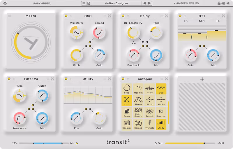 Interface of Transit 2 by Baby Audio