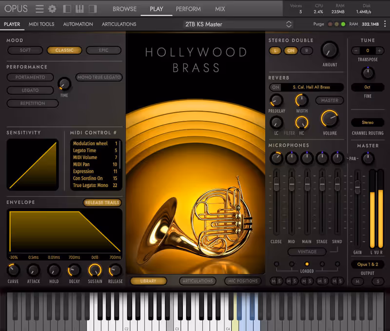 Interface of Hollywood Orchestra Opus Edition Diamond by EastWest Sounds