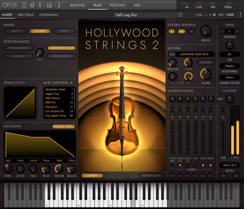 Interface of Hollywood Strings 2 by EastWest Sounds