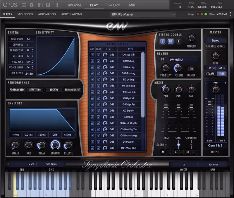 Interface of Symphonic Orchestra Platinum by EastWest Sounds