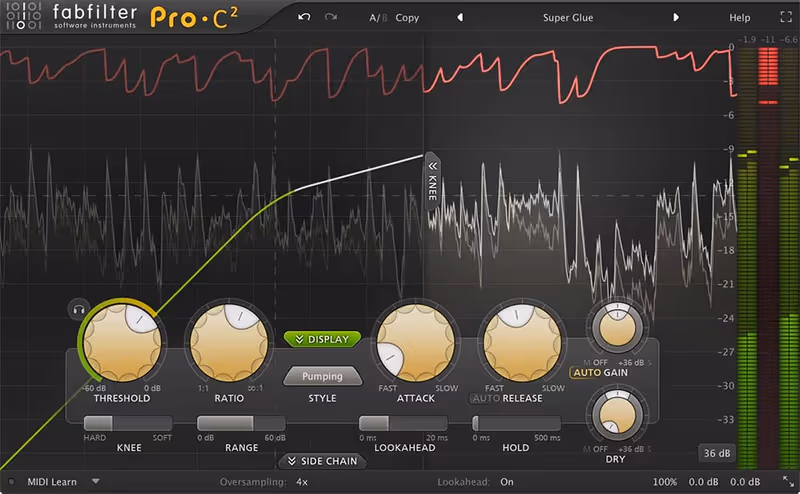 Interface of Pro-C 2 by FabFilter