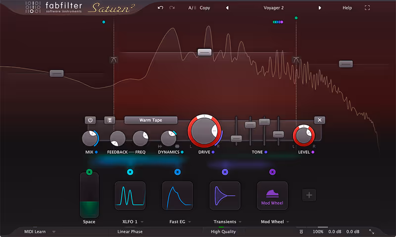 Interface of Saturn 2 by FabFilter