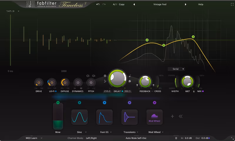 Interface of Timeless 3 by FabFilter