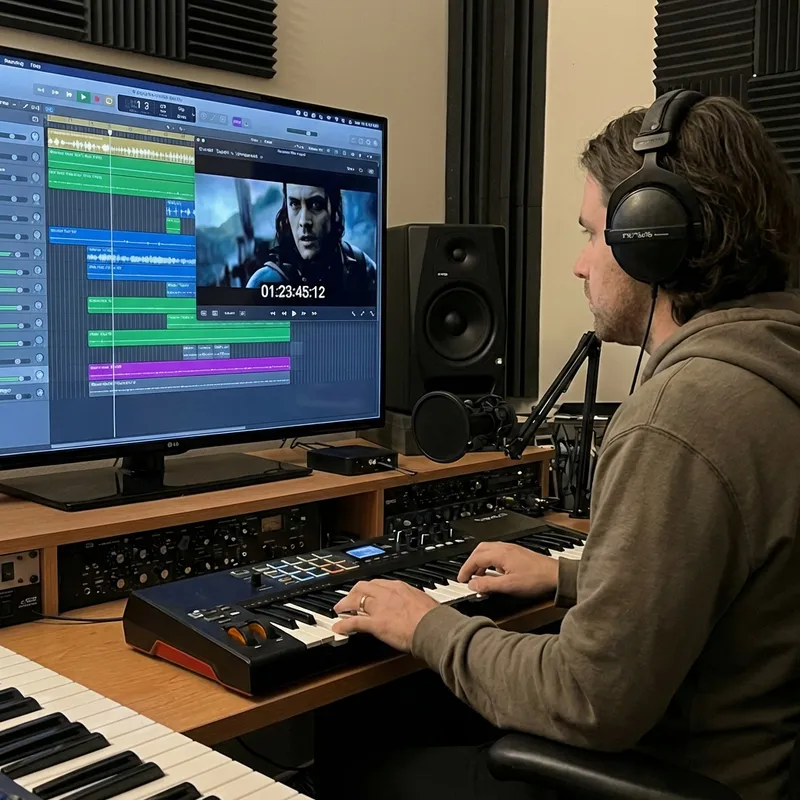 Composer working in studio