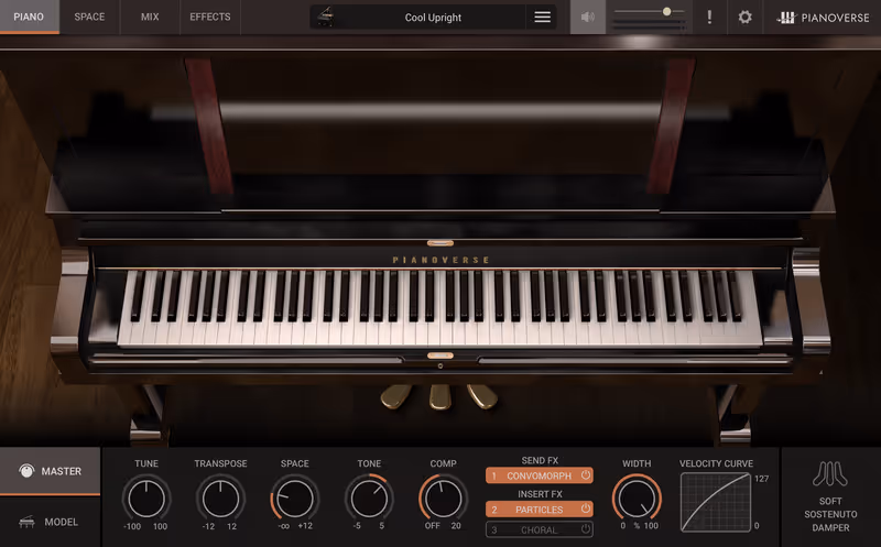 Interface of Pianoverse - Royal Upright Y5 by IK Multimedia