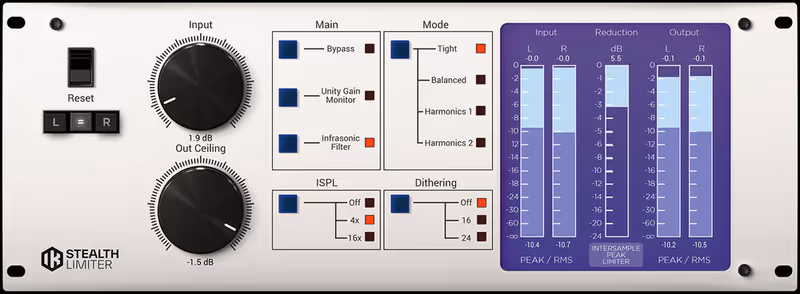 Interface of Stealth Limiter by IK Multimedia