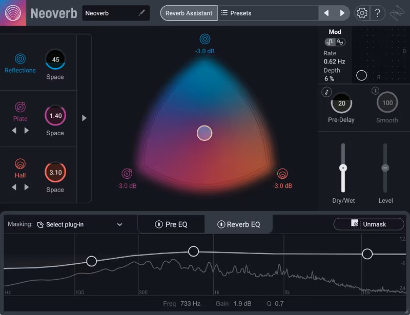 Interface of Neoverb by iZotope