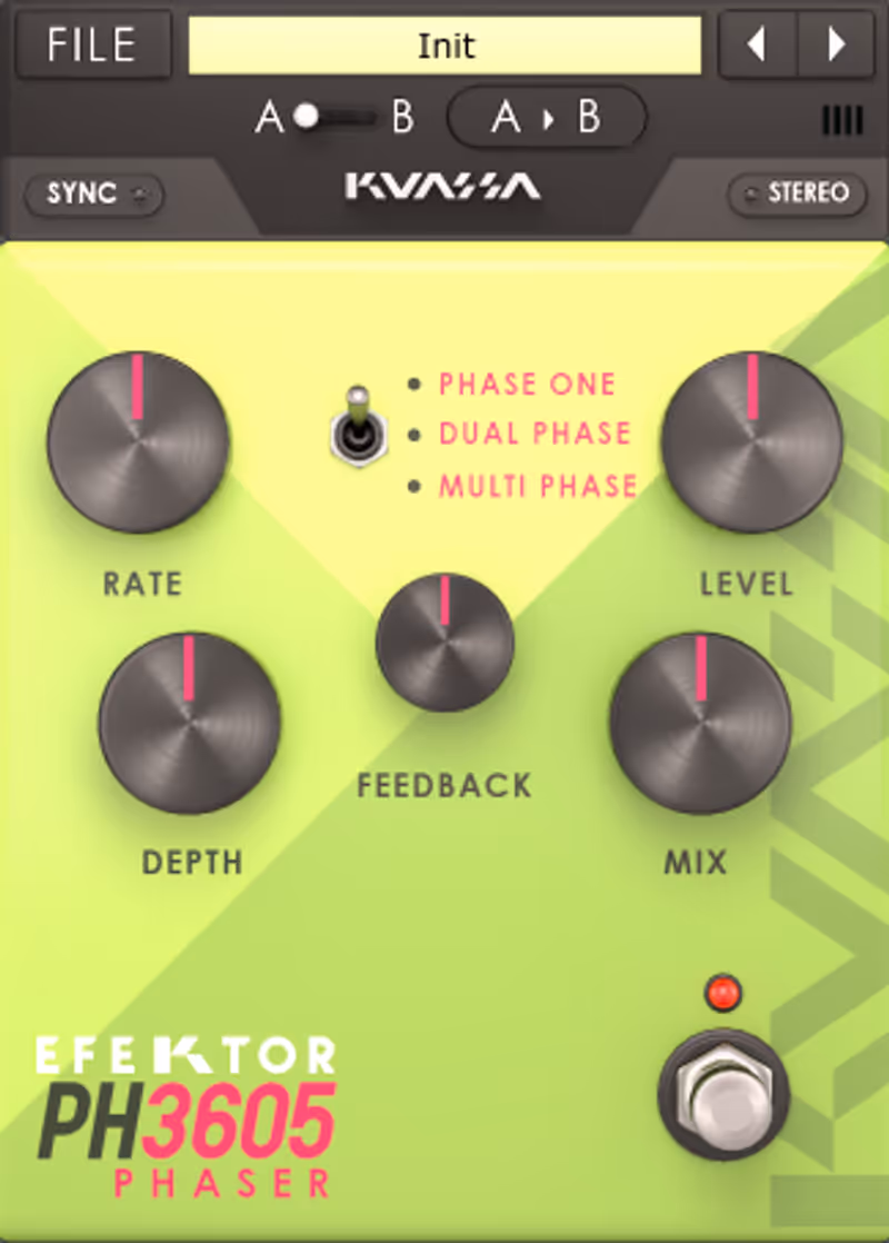 Interface of EFEKTOR PH3605 Phaser by Kuassa