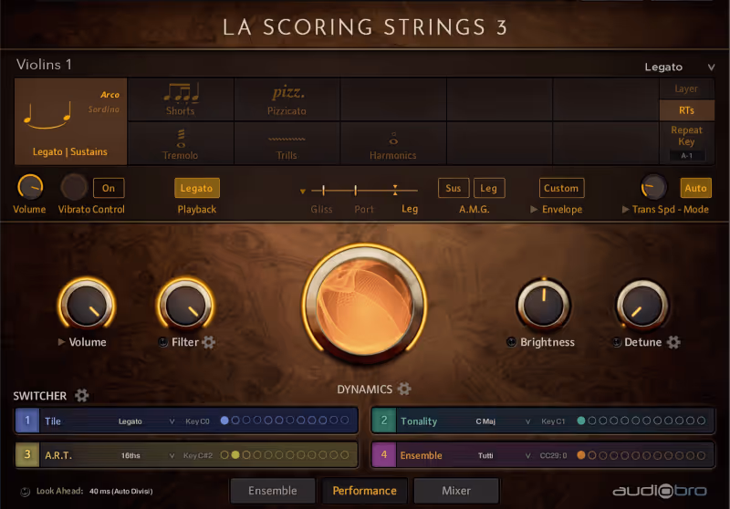 Interface of LASS 3 (LA Scoring Strings) by Audiobro