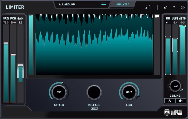 Interface of LIMITER by Mastering The Mix