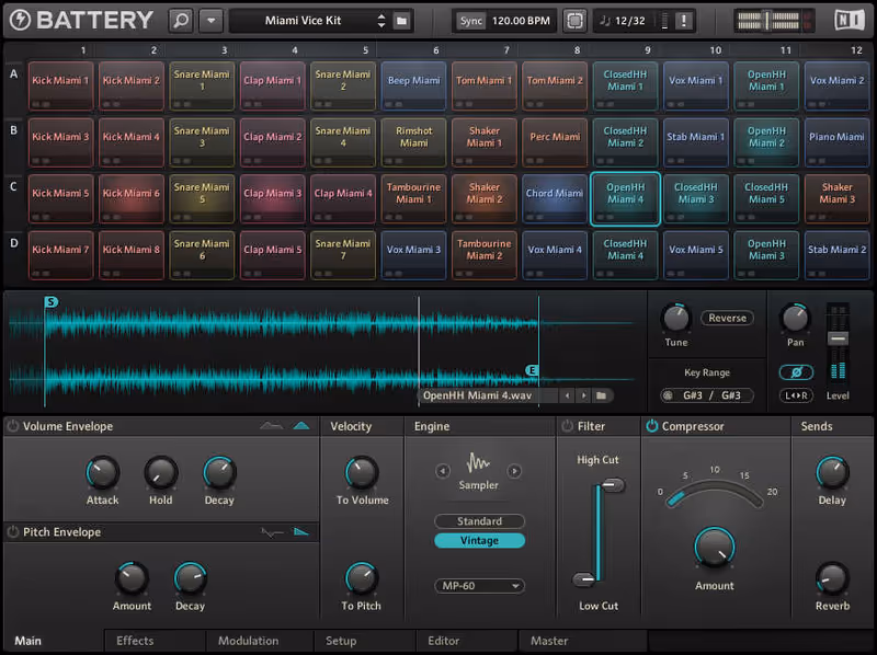 Interface of Battery 4 by Native Instruments