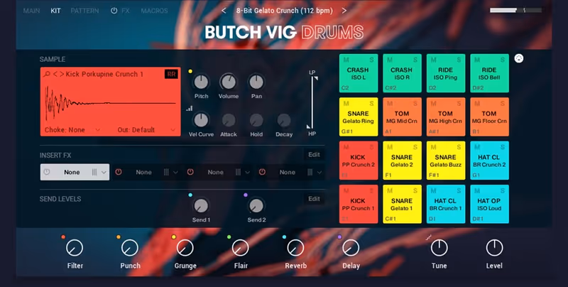 Interface of Butch Vig Drums by Native Instruments