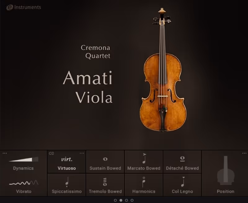 Interface of Cremona Quartet Solo by Native Instruments