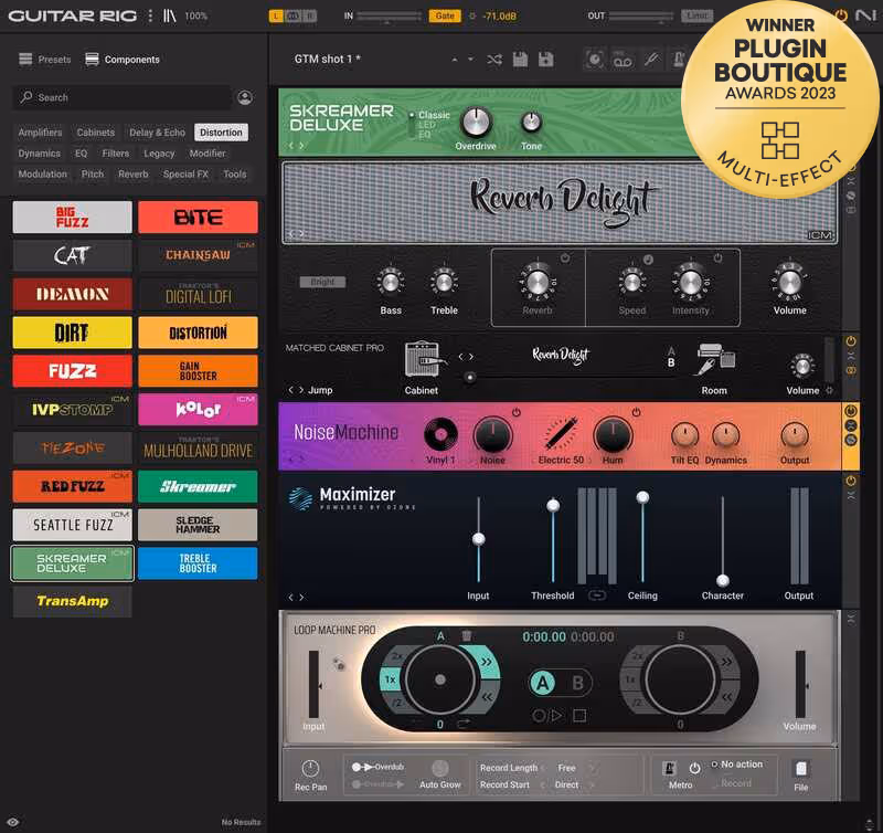 Interface of Guitar Rig 7 Pro by Native Instruments