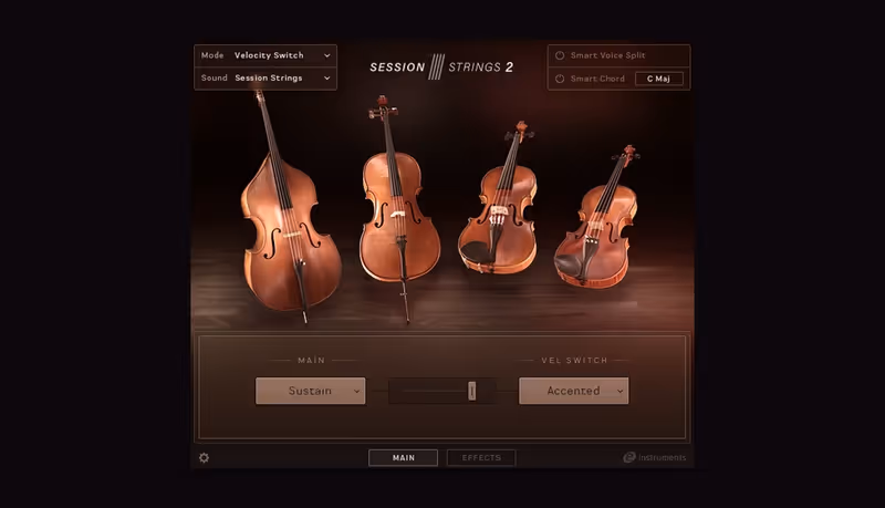 Interface of Session Strings 2 by Native Instruments