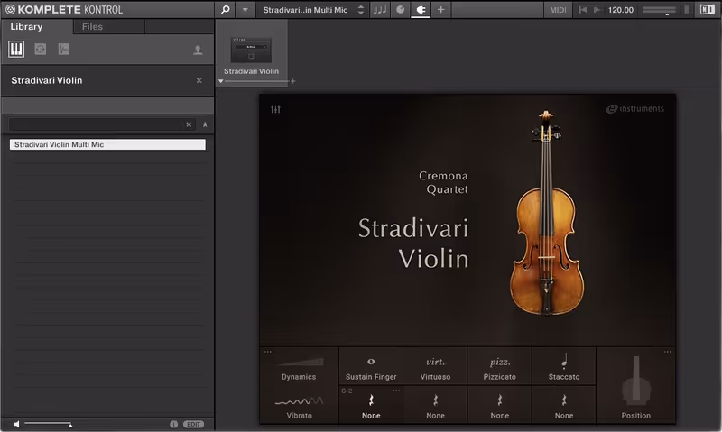 Interface of Stradivari Violin by Native Instruments