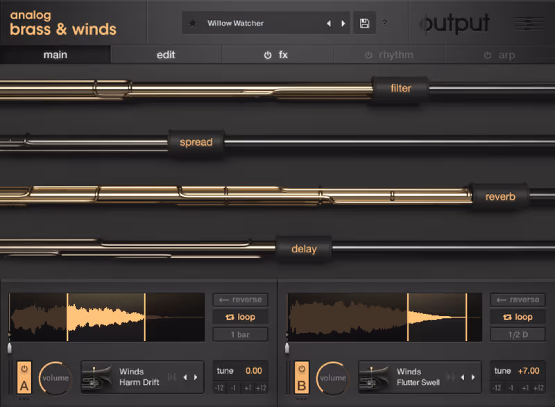 Interface of Analog Brass & Winds by Output