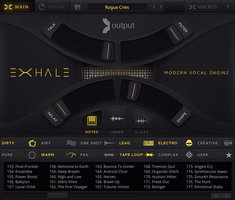 Interface of Exhale by Output