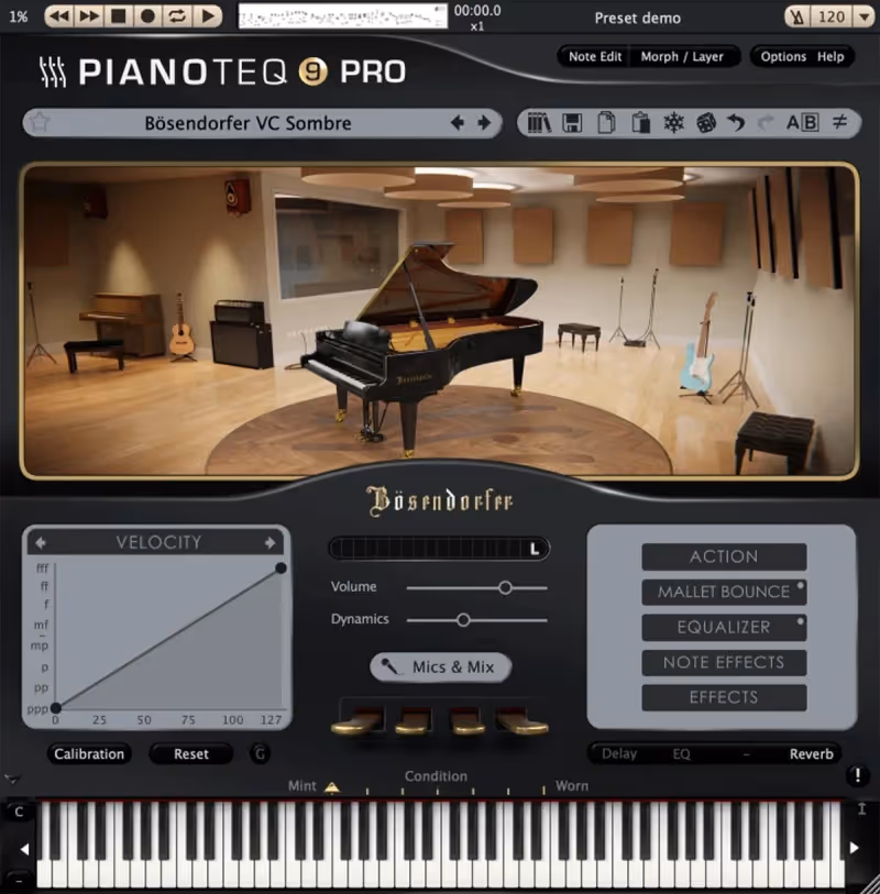 Interface of Pianoteq 9 by Modartt