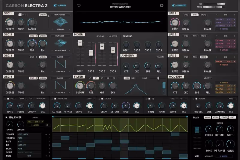 Interface of Carbon Electra 2 by Scaler Music