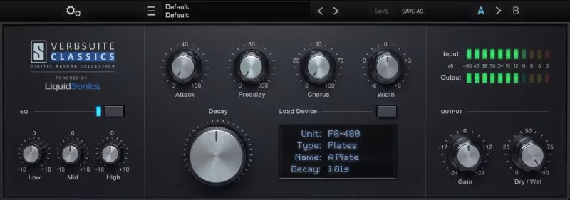 Interface of VerbSuite Classics by Slate Digital