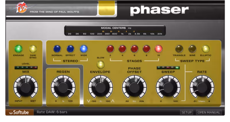 Interface of Fix Phaser by Softube