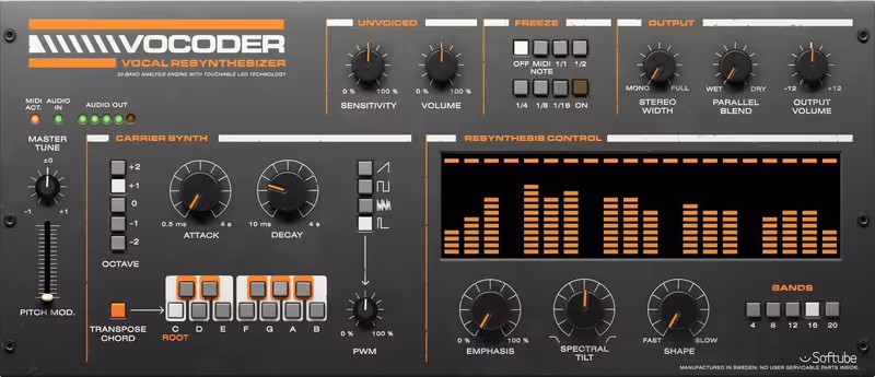 Interface of Vocoder by Softube