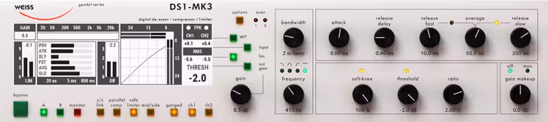 Interface of Weiss DS1-MK3 by Softube