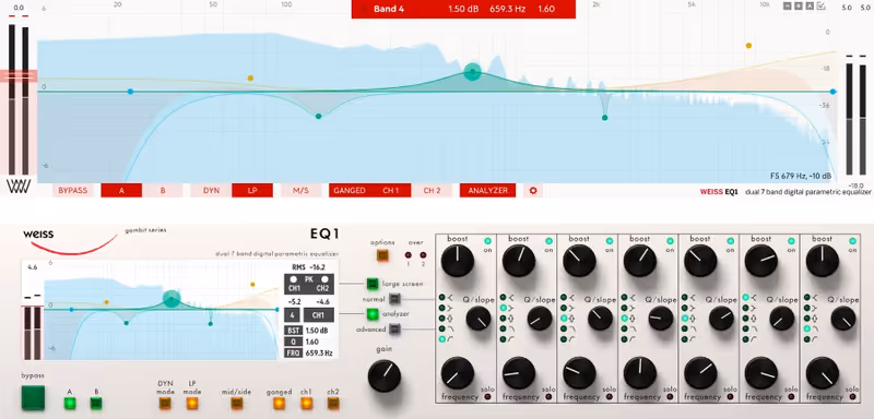 Interface of Weiss EQ1 by Softube