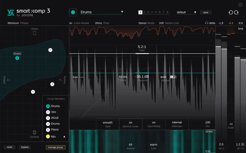 Interface of smart:comp 3 by sonible