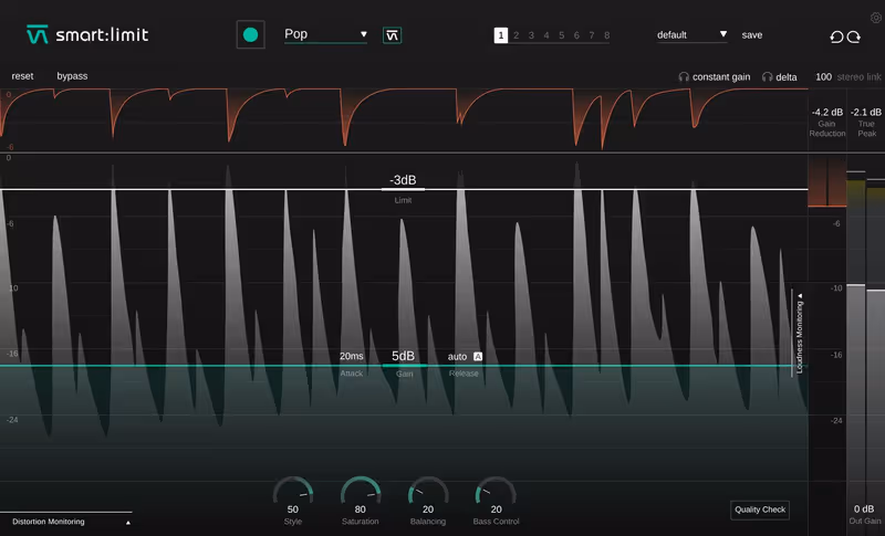 Interface of smart:limit by sonible