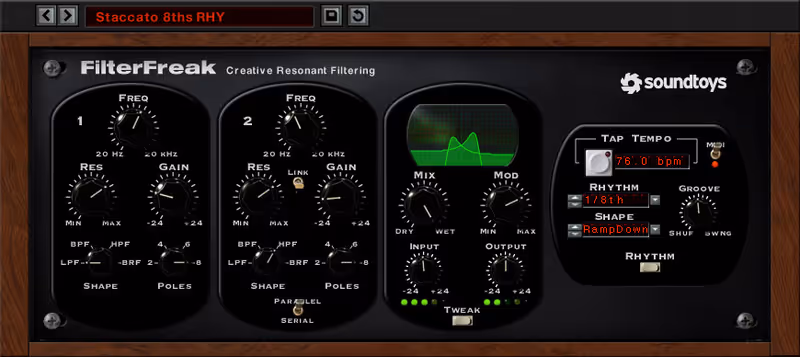 Interface of FilterFreak by Soundtoys
