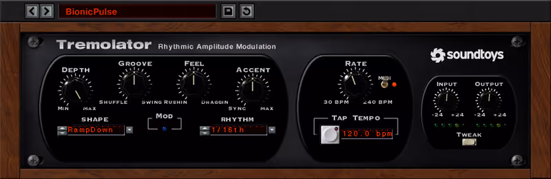 Interface of Tremolator by Soundtoys