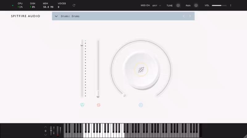 Interface of LABS Drums by Spitfire Audio