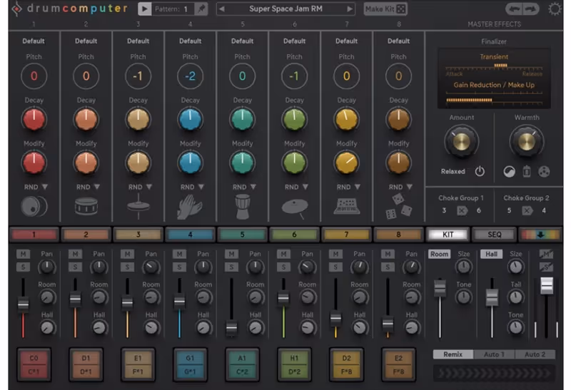 Interface of DrumComputer by Sugar Bytes