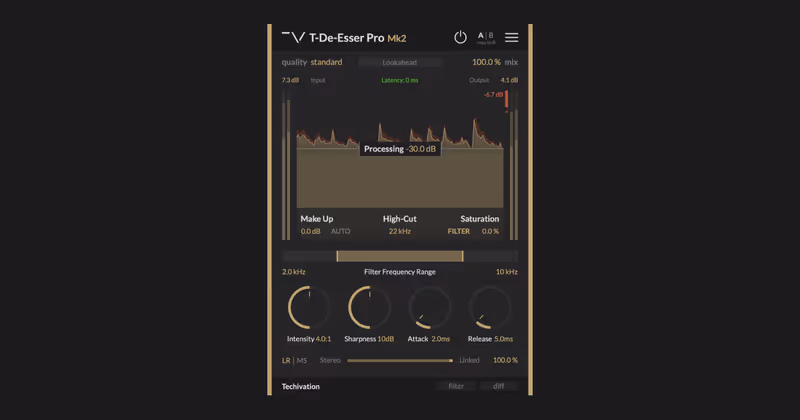 Interface of T-De-Esser Pro by Techivation