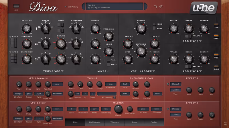 Interface of Diva by u-he