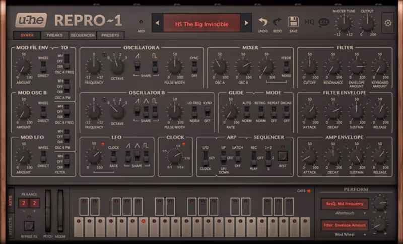 Interface of Repro by u-he