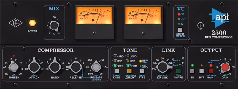 Interface of API 2500 Bus Compressor by Universal Audio